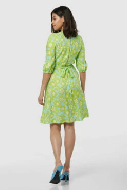 Closet London Lime Green Floral Print Gathered Raglan Wrap Dress -Closet London Popular Shop D8030 20211026 Closet London 0482 61229.1647277514