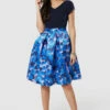 Closet London Navy Floral Print 2-in-1 Full Skirt Dress -Closet London Popular Shop D8102 20220621 Closet London 18627 65383.1656584401
