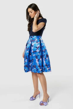Closet London Navy Floral Print 2-in-1 Full Skirt Dress -Closet London Popular Shop D8102 20220621 Closet London 18634 13513.1656584396