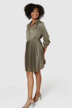 Closet London Khaki Green Pleated Shirt Dress 8 Closet London Khaki Green Pleated Shirt Dress -Closet London Popular Shop D8120 20220620 Closet London16816 83769.1656586458
