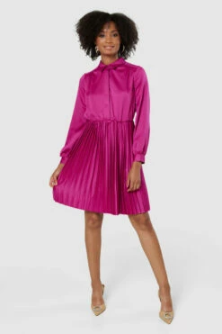 Closet London Magenta Pink Pleated Shirt Dress