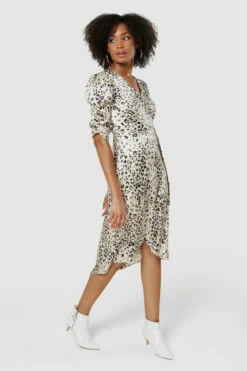 Closet London Cream Print Tie A-Line Wrap Dress -Closet London Popular Shop D8120 20220620 Closet London16936 15955.1656589411