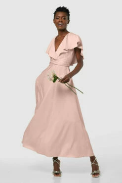 Closet London Blush Pink Full Skirt Cape Midi Dress