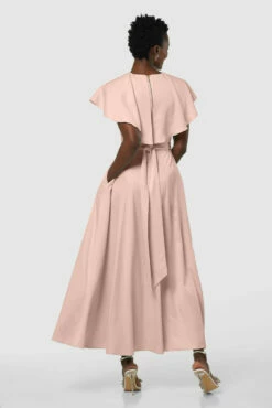 Closet London Blush Pink Full Skirt Cape Midi Dress -Closet London Popular Shop D8139 20211026 Closet London2167 24248.1645709404.1280.1280 65319.1650534528