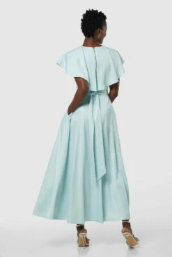 Closet London Pale Blue Full Skirt Cape Midi Dress -Closet London Popular Shop D8139 20211026 Closet London2167 24248.1649417262