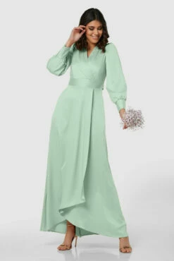 Closet London Mint Green High-Low Wrap Dress
