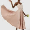 Closet London Blush Pink V-Neck Pleated Midi Dress
