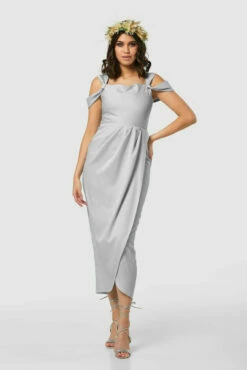 Closet London Silver Cowl Neck Pencil Dress -Closet London Popular Shop D8146 20211026 Closet London2206 11629.1645709619.1280.1280 75292.1650535784