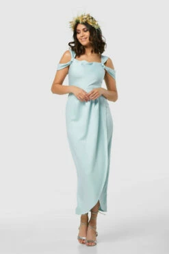 Closet London Pale Blue Cowl Neck Pencil Dress -Closet London Popular Shop D8146 20211026 Closet London2214 08265.1652272406