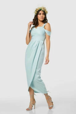 Closet London Pale Blue Cowl Neck Pencil Dress -Closet London Popular Shop D8146 20211026 Closet London2219 07637.1645709633