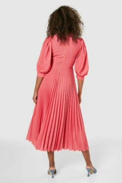 Closet London Coral Pink Pleated Midi Dress -Closet London Popular Shop D8163 20220118 Closet 1723 79506.1652355800