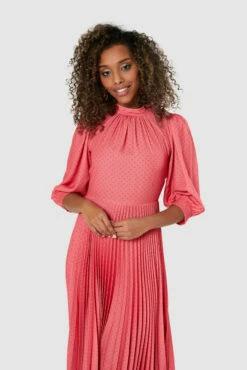 Closet London Coral Pink Pleated Midi Dress -Closet London Popular Shop D8163 20220118 Closet 1739 17224.1652355791