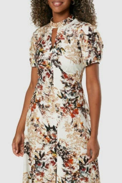 Closet London Cream Floral Print High Low A-Line Dress -Closet London Popular Shop D8213 20211130 Closet 0119 10617.1659700920