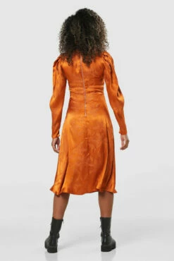 Closet London Orange High Neck Floral Puff Sleeve Midi Dress -Closet London Popular Shop D8231 20211130 Closet 0324 39602.1664977487