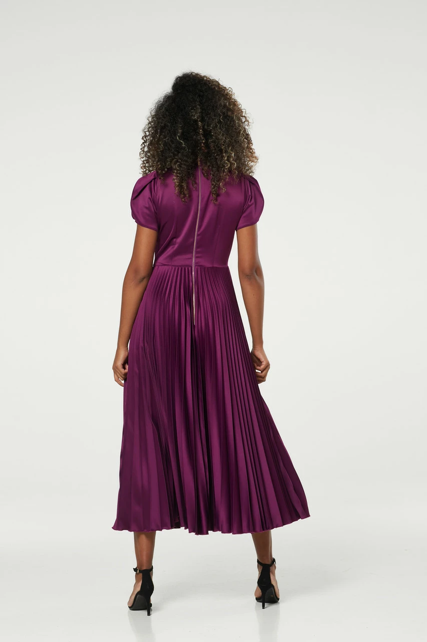 Closet London Burgundy Pleated Midi Dress 7 Closet London Burgundy Pleated Midi Dress - Image 5