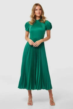 Closet London Emerald Green Pleated A- Line Dress -Closet London Popular Shop D8256 EMERALD 20230405 Closet London0656 95715.1682435733
