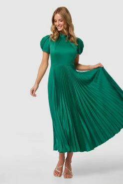 Closet London Emerald Green Pleated A- Line Dress -Closet London Popular Shop D8256 EMERALD 20230405 Closet London0659 92601.1682432606