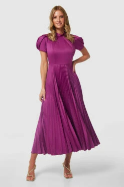 Closet LondonMagenta Purple Pleated A- Line Dress