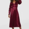 Closet London Burgundy PanelledA- Line Midi Dress -Closet London Popular Shop D8264 20211130 Closet 0410 22822.1664976627