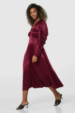 Closet London Burgundy PanelledA- Line Midi Dress -Closet London Popular Shop D8264 20211130 Closet 0416 30070.1664976620