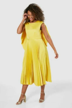 Closet London Yellow Pleated Midi Dress -Closet London Popular Shop D8285 20220118 Closet 1110 47634.1656666378