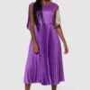 Closet London Purple Pleated Dress