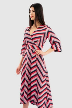 Closet London Beige Print High-Low Wrap Midi Dress -Closet London Popular Shop D8292 Beige DSC 6564 61381.1649693830