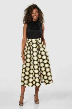 Closet London Black 2-in-1 Full Skirt Print Midi Dress -Closet London Popular Shop D8294 20220118 Closet 0158 43344.1656061803