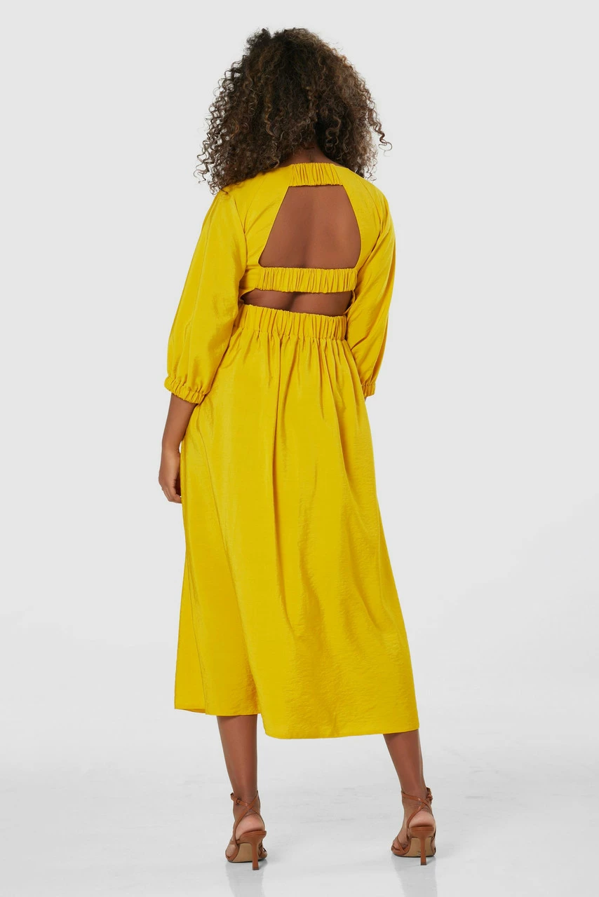 Closet London Yellow Open Back Midi Dress 6 Closet London Yellow Open Back Midi Dress - Image 4