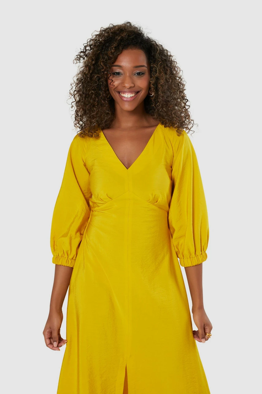 Closet London Yellow Open Back Midi Dress 5 Closet London Yellow Open Back Midi Dress - Image 3
