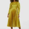 Closet London Yellow Print Pleated Midi Dress -Closet London Popular Shop D8317 20220118 Closet 0025 43802.1658762938