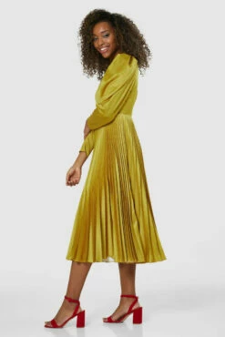 Closet London Yellow Print Pleated Midi Dress -Closet London Popular Shop D8317 20220118 Closet 0143 15153.1652356546