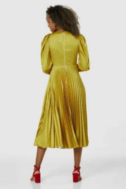 Closet London Yellow Print Pleated Midi Dress -Closet London Popular Shop D8317 20220118 Closet 0147 94749.1652356546