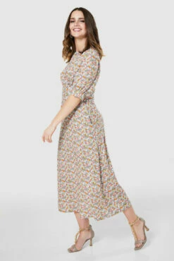 Closet London White Puff Sleeve Print Midi Dress -Closet London Popular Shop D8318 20220118 Closet 1329 81745.1652356641