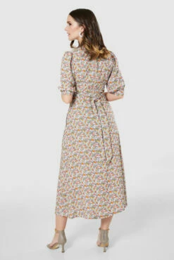 Closet London White Puff Sleeve Print Midi Dress -Closet London Popular Shop D8318 20220118 Closet 1332 28369.1652356642
