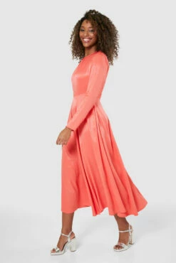 Closet London Coral Pink Full Skirt Midi Dress -Closet London Popular Shop D8319 20220118 Closet 1272 99662.1652955750