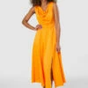 Closet London Orange Cowl Neck Midi Dress