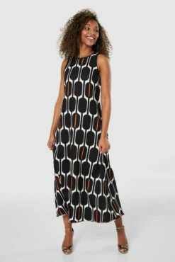 Closet London Black Reversible Print Midi Dress