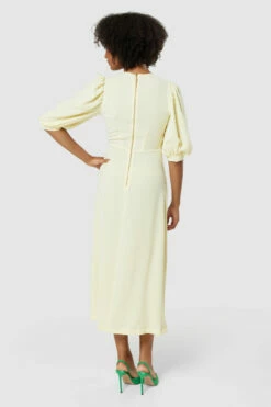 Closet London Yellow Puff Sleeve Gathered Neck Midi Dress -Closet London Popular Shop D8364 20220621 Closet London 19075 87339.1656585181