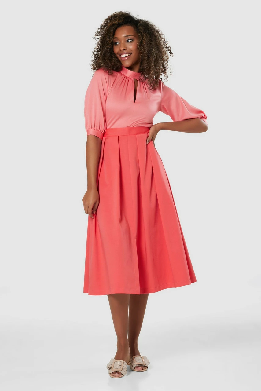 Closet London Coral Pink 2-in-1 Puff Sleeve Midi Dress 5 Closet London Coral Pink 2-in-1 Puff Sleeve Midi Dress - Image 3