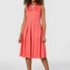 Closet London Coral Pink Sleeveless Pleated Midi Dress -Closet London Popular Shop D8468 20220118 Closet 2101 50107.1652355708