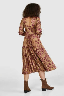 Closet London Bronze Floral Print Pleated Midi Dress -Closet London Popular Shop D8483 29 96088.1668693815