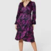 Closet London Black Floral Print Tie Wrap Midi Dress