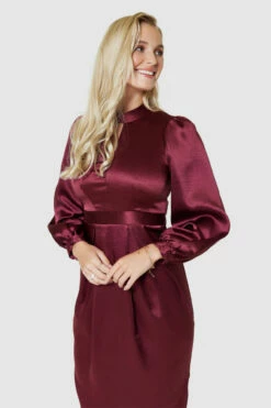 Closet London Maroon High Neck Pencil Dress -Closet London Popular Shop D8551 MAROON 1405 15289.1678469098