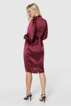 Closet London Maroon High Neck Pencil Dress -Closet London Popular Shop D8551 MAROON 1411 42172.1678469058