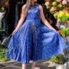 Closet London Navy Blue Polka Dot V-Back Pleated Midi Dress -Closet London Popular Shop D8551 20 0001 03 59904.1678795282