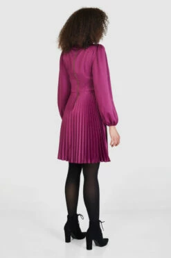 Closet London Magenta PinkHigh Neck Pleated Mini Dress -Closet London Popular Shop D8554 22 41499.1658936549