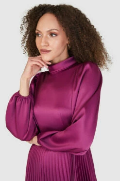 Closet London Magenta PinkHigh Neck Pleated Mini Dress -Closet London Popular Shop D8554 23 37573.1659010867