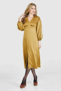 Closet London Bronze V-Neck Midi Dress -Closet London Popular Shop D8556 13 21064.1658159138