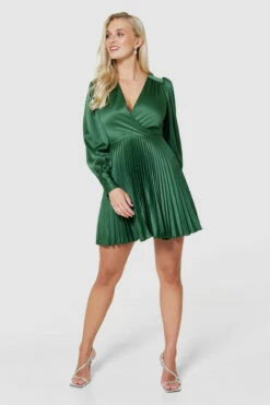 Closet London Green Pleated Wrap Dress